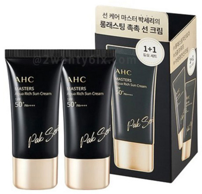 AHC MASTERS Aqua Rich Sun Cream 防曬霜套裝 SPF50 PA++++ 持久保濕 溫和呵護, 2件, 30ml