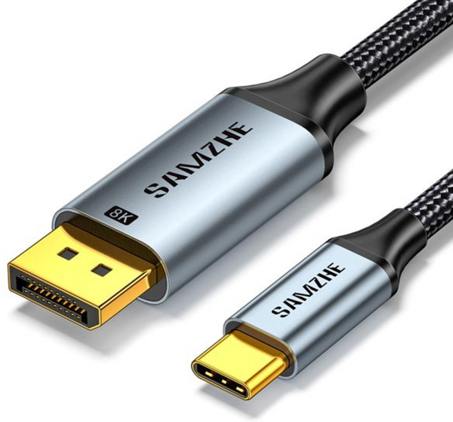 삼지 8K 60Hz Type C to DP 변환 미러링 케이블 1m HZ10 HDR VRR 240Hz 3중차폐, 블랙, 1개