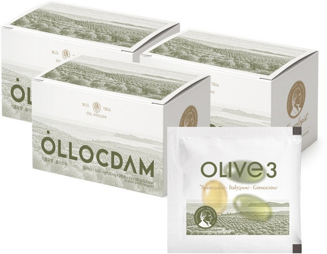 올록담 올리브3 EVOO 지중해 올리브오일캡슐 72정 1박스, 3박스