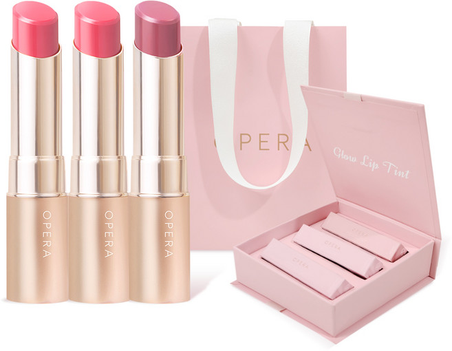 [2+1] 오페라 립틴트 선물세트 / 립글로스 컬러립밤, 브라이트핑크 2개+모브핑크 1개, 10.8g, 1개