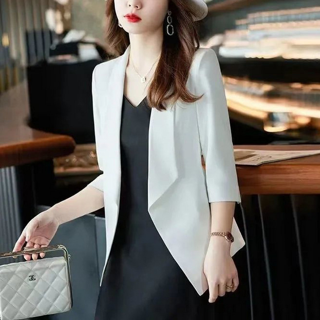여성용 빅사이즈 루즈핏 양복코트 7부소매 정장 재킷