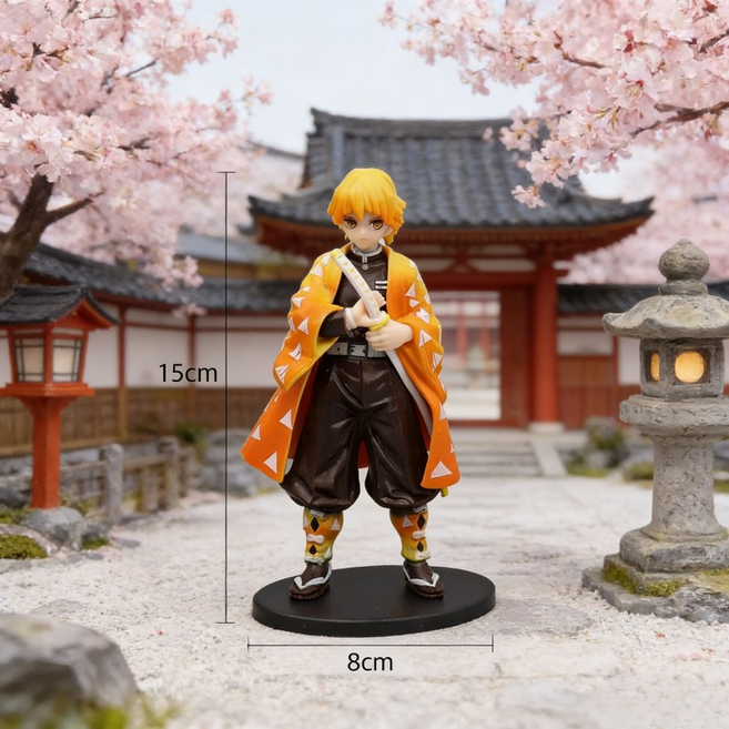 [귀멸의 칼날] 탄지로 네즈코 젠이츠 입체 모델 피규어 세트 미니 핸디형 데스크테리어 소품, 1개