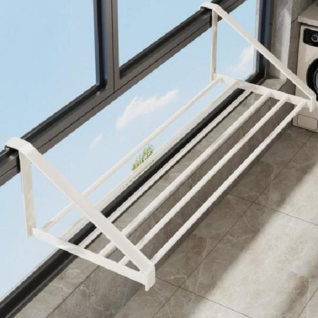 창틀 빨래건조대 소형 무타공 베란다 벽걸이 건조대 공간활용 화이트