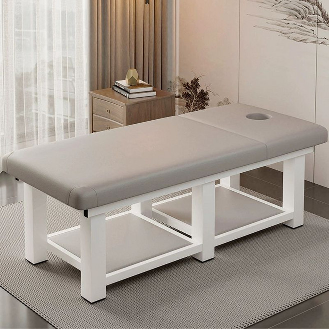 마사지 베드 피부과 관리 이동식 안마 전동 물리치료, 1개, 8cm 사각다리-회색 가죽-190x80