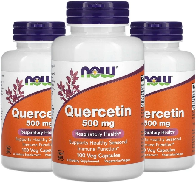 NOW Foods 케르세틴 500mg 식물성 캡슐 100정 x 3, 3팩 - 쿠팡