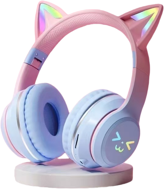 JODDDA 헤드폰 에어팟 귀엽다 고양이 귀 HIFI 입체 음향 효과 ENC 물리적 노이즈 캔슬링 고화질 음성, BT-618, 푸른색