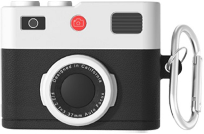 투에이비 빈티지 레트로 카메라 실리콘 케이스, 1개, 블랙, 에어팟 프로3세