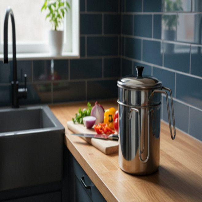 루틴 마켓 스텐 음식물 쓰레기통 2L 음식물쓰래기통