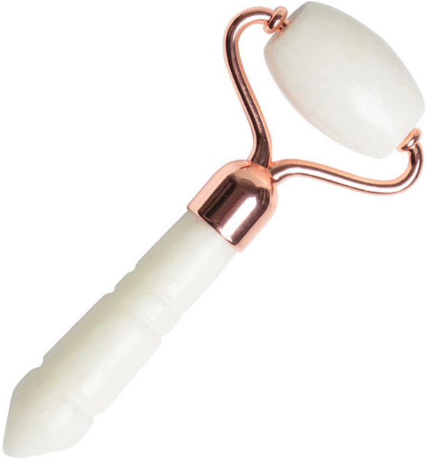 미넘버 천연보석 페이스롤러 로즈쿼츠 얼굴마사지기구 괄사, 미니 백옥롤러, 1개