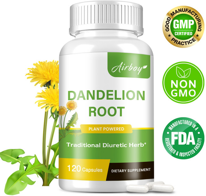 민들레 뿌리 보충제 1575mg 비유전자변형 이뇨제 전립선 건강 지원, 1개, 60정