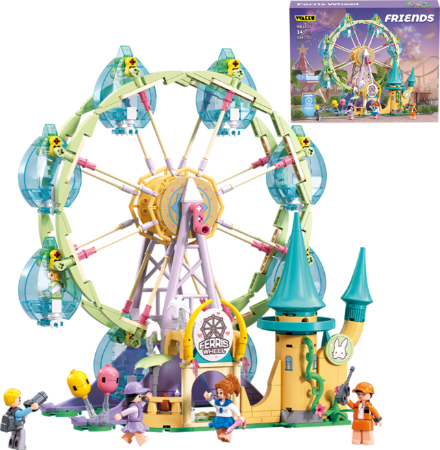 Wakku 프렌즈 놀이공원 성 대관람차 블럭 세트 레고호환블록 어린이날선물, 1개
