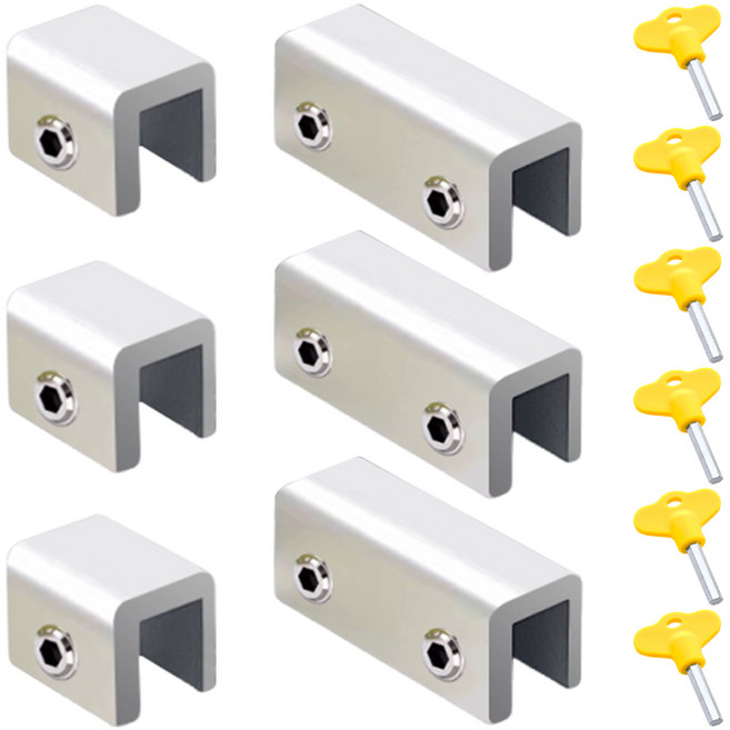 창문 안전 잠금장치 방범 추락방지 베란다 미닫이문 잠금 걸쇠 무드릴 본드 설치 DIY 1구+2구 혼합 세트 총 6개, 1세트