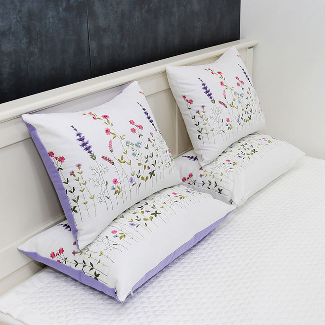 들꽃 야생화 프렌치 자수 쿠션 허리쿠션 등받이쿠션 쿠션커버세트