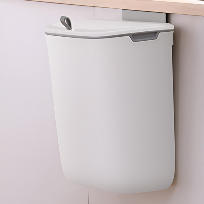 찬란한리빙 깔끔한 주방 화장실 벽걸이 미니 휴지통 냄새차단 음식물 쓰레기통, 화이트