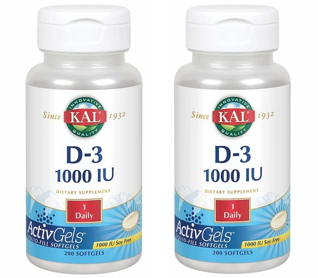 KAL D-3 칼 비타민 D3 1000IU 200소프트젤 2팩, 200정 - 쿠팡