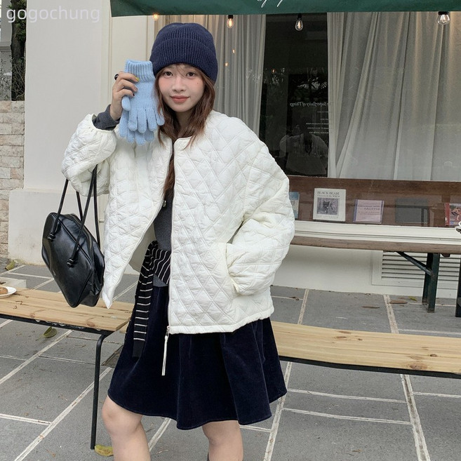 韓版菱格輕薄羽絨棉服女秋冬新款大碼寬鬆防風軟糯保暖夾克短外套