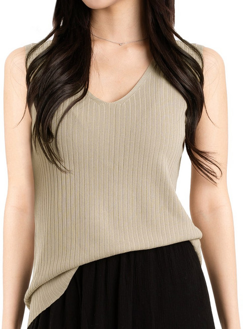 핑크로메 여성 민소매 브이넥 아이스 쿨 니트 나시