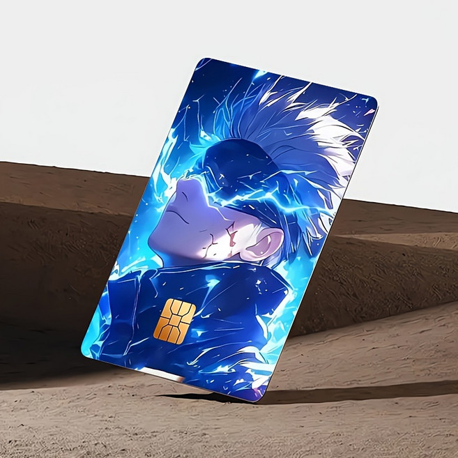 씨플 주술회전 고조사토루 긁힘방지 청소년 우정템 교통 신용카드PVC 필름 스킨 스티커, 1개, 1개