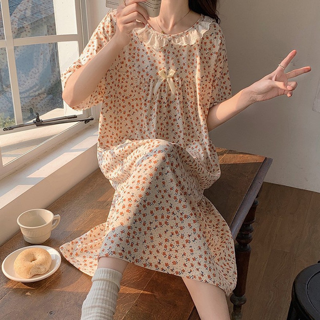 여성 잠옷 원피스 오버핏 홈웨어 파자마 원피스잠옷