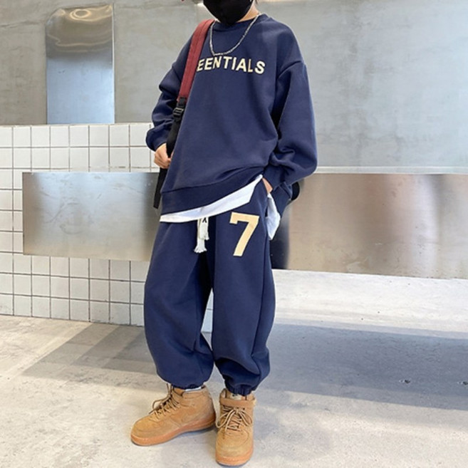 엘바리스 키즈 힙한 스트릿 무드 오버핏 맨투맨 조거팬츠 트레이닝복 세트