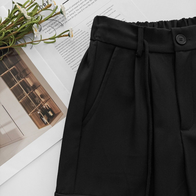 親膚垂墜高腰工裝西裝褲 寬褲