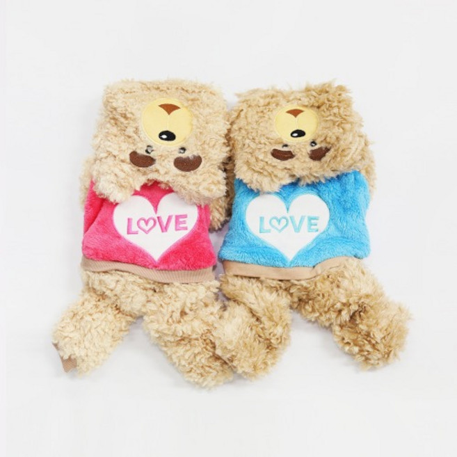 19곰 테드 올인원 애견의류 강아지옷, 핑크, 1개