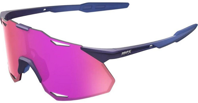 100% Hypercraft 선글라스 - 스포츠 퍼포먼스 프레임리스 안경 초경량 사이클링 긁힘 방지 자전거 매트 블랙 스모크 렌즈 130146, 원 사이즈, Satin Storm 메탈릭/퍼플 미러 렌즈