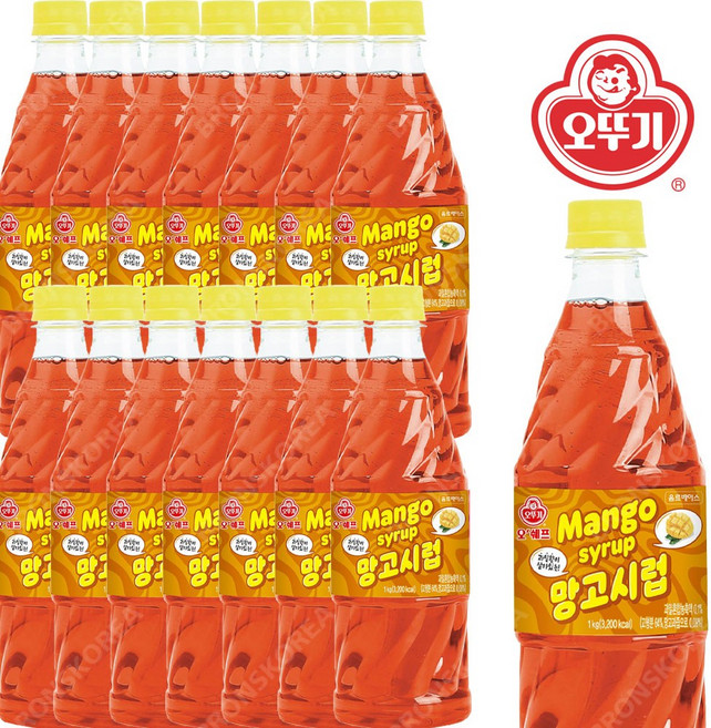오뚜기시럽 망고시럽 1kg 슬러시원액 과일향, 15개