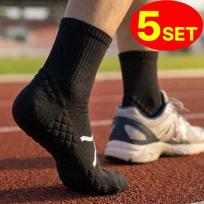두꺼운 이중 쿠션 충격흡수 스포츠 양말 - 완화 골프 러닝 등산 헬스 [모아젤], 1세트, 러닝 블랙(중목)