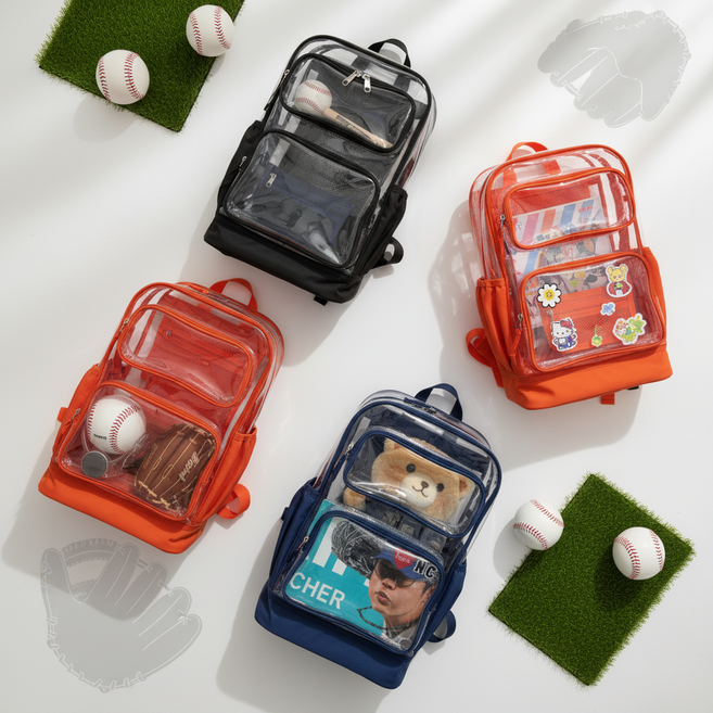 콩콩도시락 PVC 투명가방 보냉백 야구직관가방