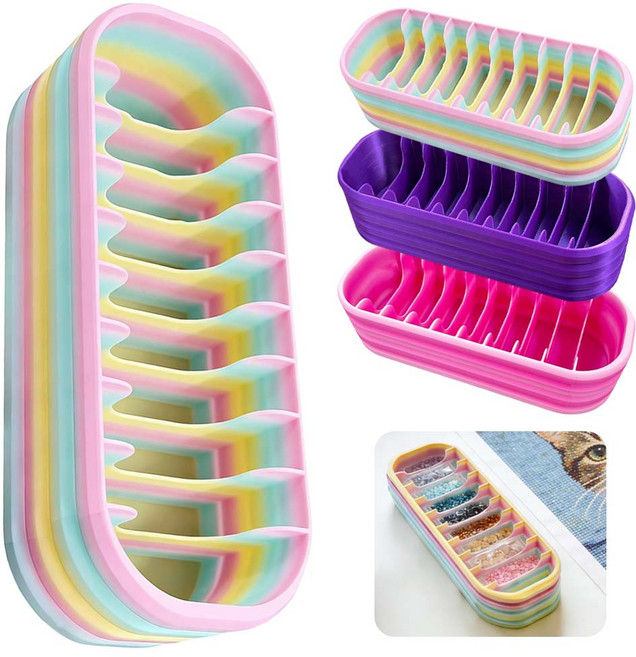 루베이 보석십자수 비즈 보관함 케이스 독립 분리 수납 책상 정리 깔끔 십자수/보석/공예, 핑크 그러데이션, 1개