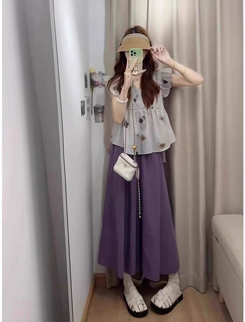 봄 여름 여성 세트 캐주얼 블라우스 상의 + 하이웨이스트 와이드 바지 상하의 투피스 루즈핏 여자 세트 RSH