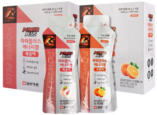 일양약품 파워플러스 에너지젤 파워젤 BCAA 아미노산 아르기닌 함유 복숭아 오렌지, 40g, 10개