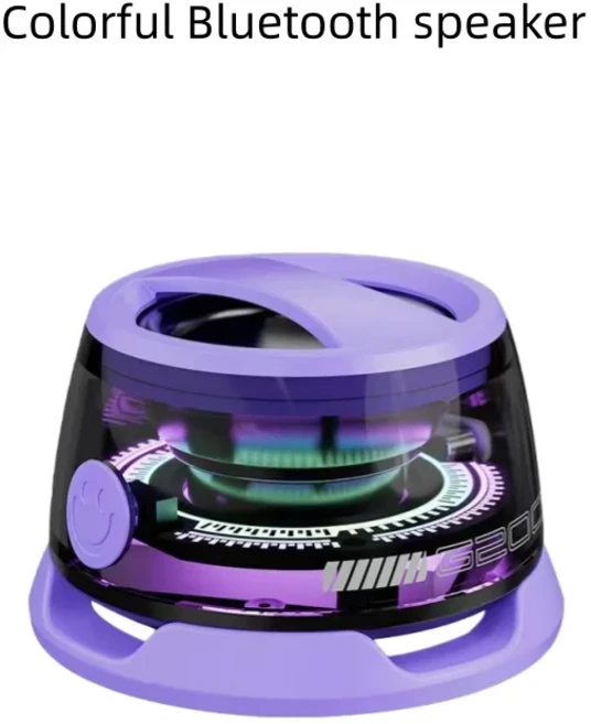 휴대용 블루투스 스피커 HECATE G200 RGB 조명 마그네틱 BT5.3 미니 사운드 박스 7시간 재생 휴대폰 거치대, 01 스피커, 01 보라색