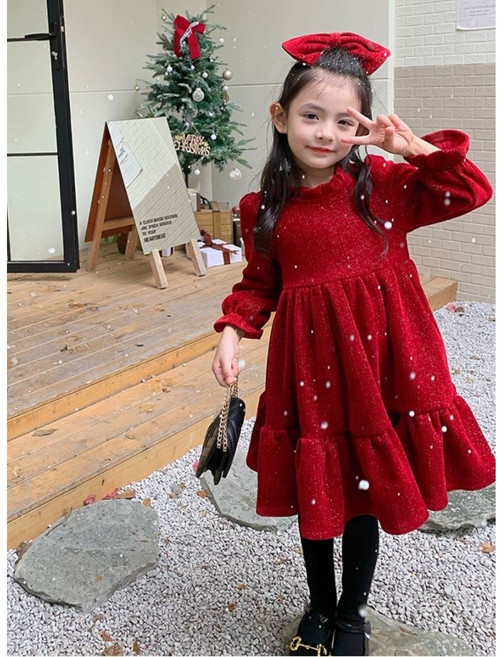 (당일발송) 마이슈마켓 아기 원피스 유아 여아 아동 겨울 원피스 크리스마스 자매룩 자매원피스 하객룩 여자아기옷 두돌 레드 펄 밍크