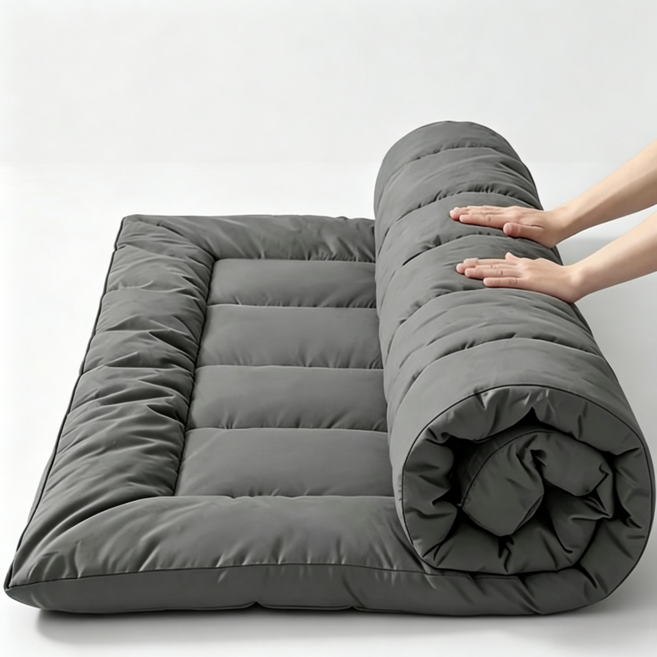 통세탁 통기성 사계절 두꺼운 포근한 바닥 침대 토퍼 매트리스, 그레이