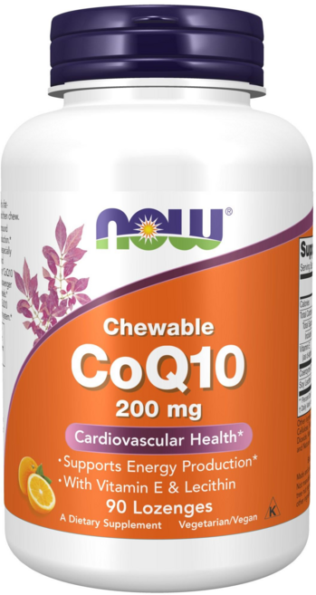 NOW Foods 輔酶Q10素食咀嚼錠 200mg, 90顆, 1罐