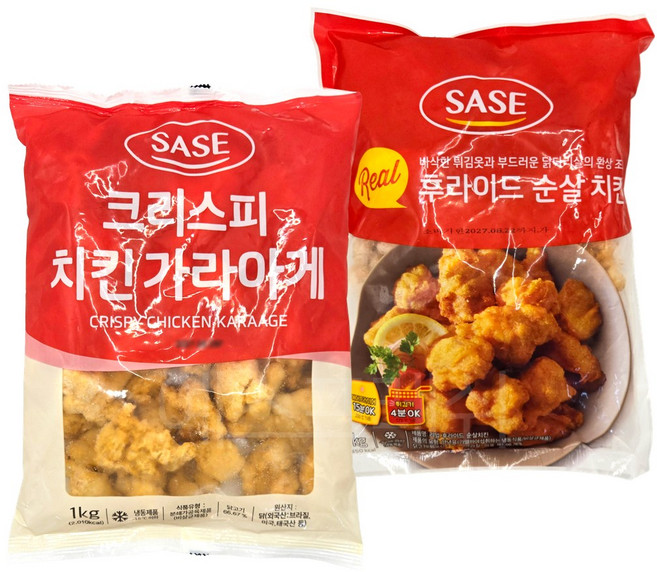 사세 2종 세트 / 크리스피치킨 가라아게 1개 리얼 후라이드 순살치킨 1개, 2kg