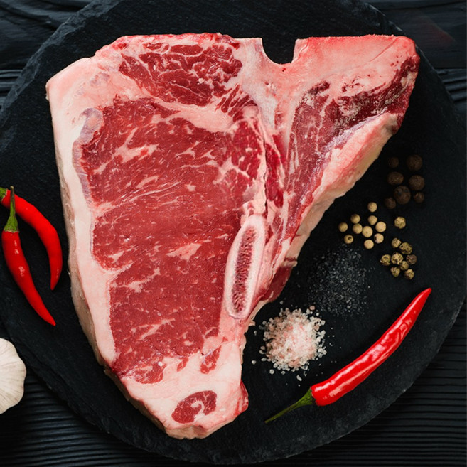 [마블플러스] 엘본 스테이크 블랙앵거스 초이스 소고기 홈파티, 500g, 1개