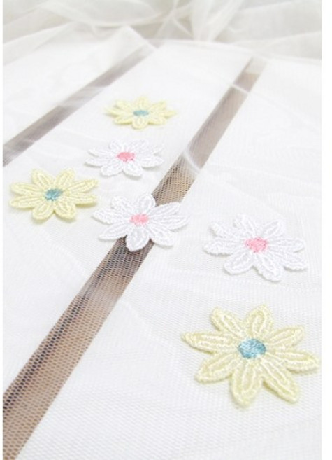 릴리패브릭 모티브 개나리도트 2종레이스-028, 화이트, 1개