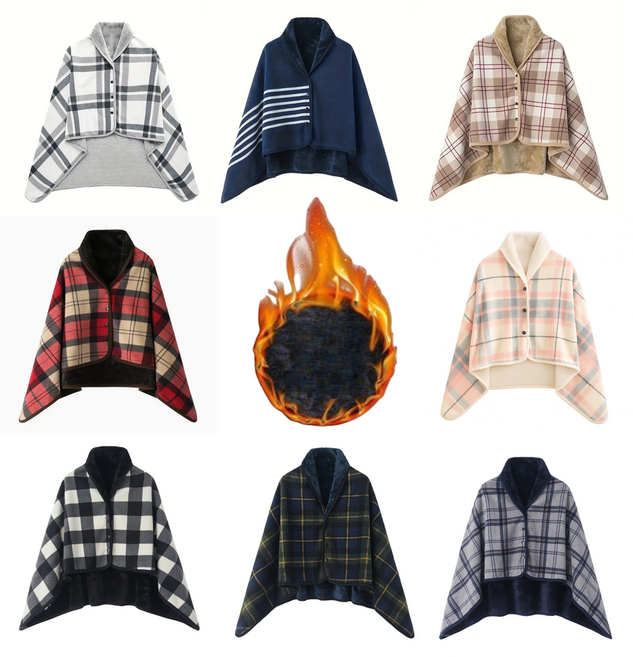 아티로 극세사 플리스 똑딱단추 망토형 담요 무릎담요 어깨담요 입는담요