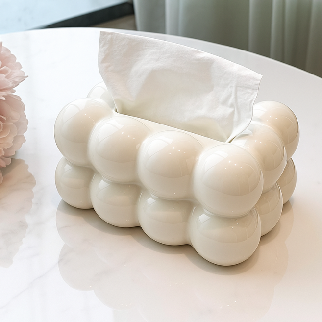 원이네 버블 구름 티슈 케이스, 화이트, 1개