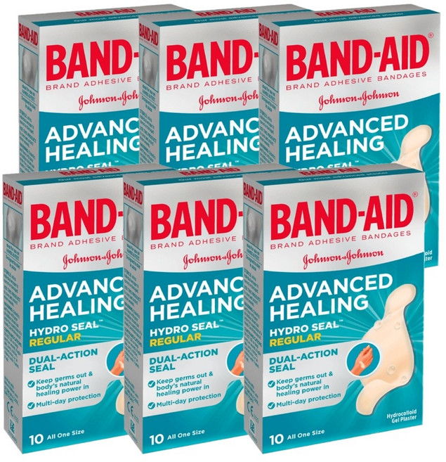 BAND-AID ADVANCED HEALING HYDRO SEAL 뉴질랜드 밴드 에이드 어드밴스 힐링 하이드로 실 레귤러 반창고 10개입 6팩, 6개