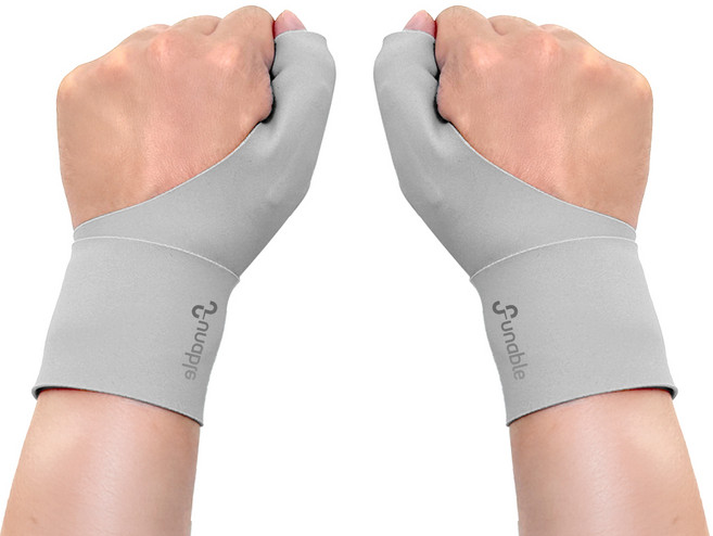 퍼너블 가드핏 손목보호대 통기성 좋은 얇은 초경량 심리스 엄지손가락 스프링 아대, 그레이, 2개