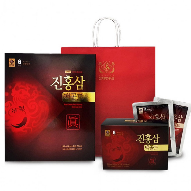 [행복사이소] LW 천제명 진홍삼 액골드 선물세트 6년근 30포 설 추석 명절 부모님 선물 홍삼선물, 30개, 60ml
