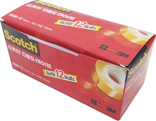 3M 스카치 550R 다용도 테이프 리필 12mm x 30m, 12개