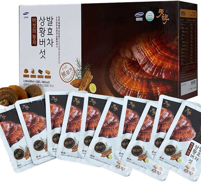 천효 상황버섯발효차 천문동 함유 저온고압추출 면역증진 도움, 60개, 80ml