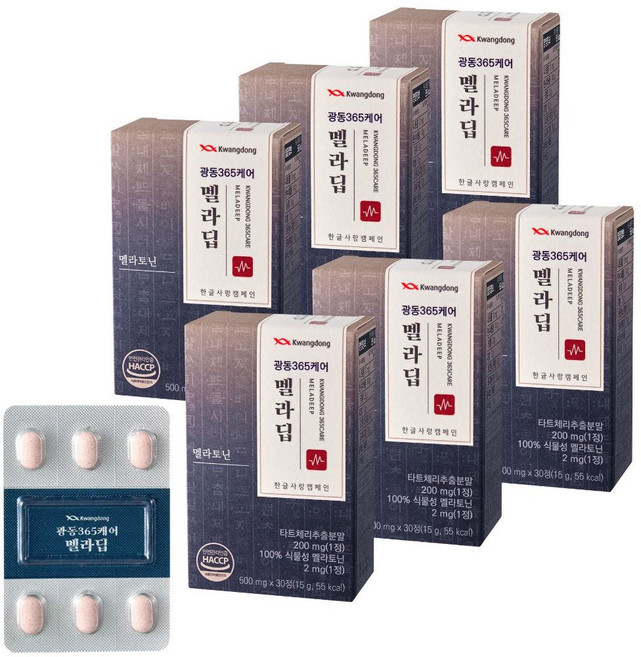 광동 365케어 멜라토닌 멜라딥 30정 x 6 6개월분 수면관리, 1개, 180정