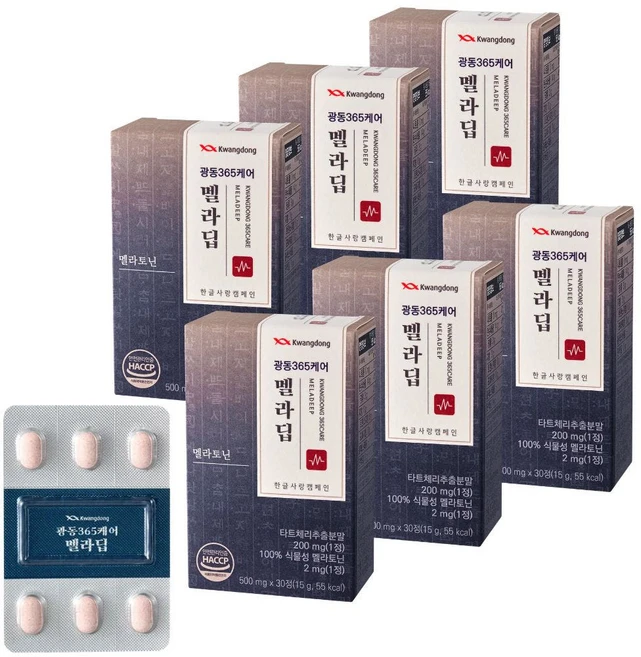 광동 365케어 멜라토닌 멜라딥 30정 x 6 6개월분 수면관리, 1개, 180정 - 쿠팡