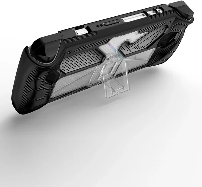 ASUS ROG 앨리 케이스 실리콘 보호 커버 부드러운 충격 방지 TPU 핸드헬드 게임 콘솔 쉘 스탠드 완전, 01 black 1